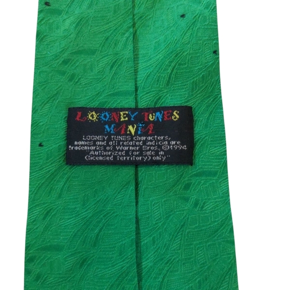 VTG 1994 Looney Tunes Mania Tie Sylvester Tweetie Pool Retro Blue Green 57"L 4"W - Picture 3 of 4